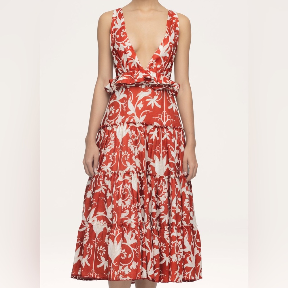 Agua by Agua Bendita Linen Lago Maiz Midi Dress Extra Small - Picture 2 of 12